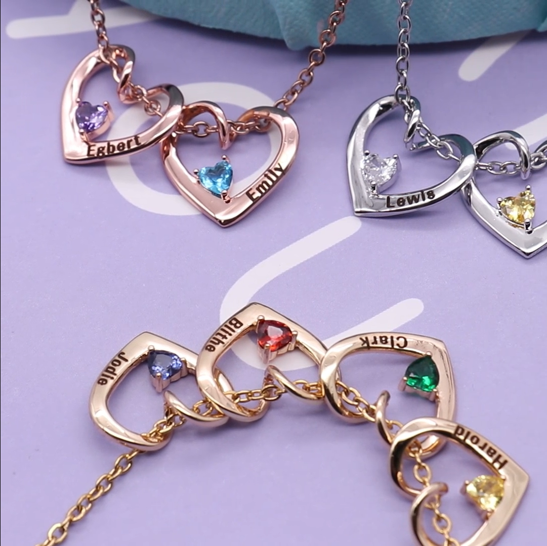 Heart and heart name necklace